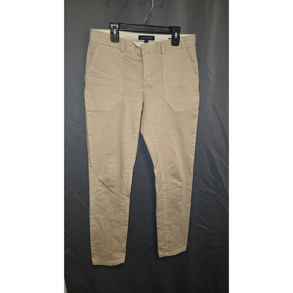 Banana Republic Sloan Fit Pants Womens 4 Khaki Beige Patch Pockets Stretch